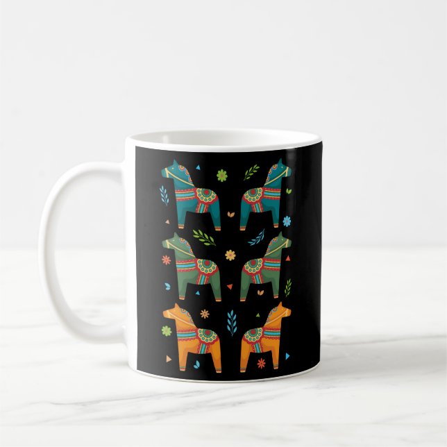 Sweden Swedish Flag Swede Scandinavian Dala Horse Coffee Mug (Left)