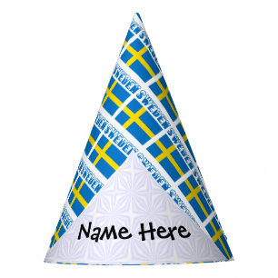 Sweden Swedish Flag Tiled Personalised Party Hat