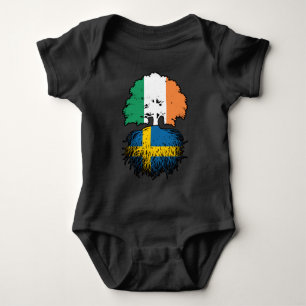 Sweden Swedish Irish Ireland Tree Roots Flag Baby Bodysuit