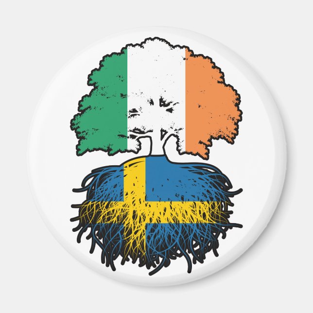 Sweden Swedish Irish Ireland Tree Roots Flag Magnet (Front)