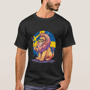 Sweden Swedish Pride Cute Lion Sverige Swedish Fla T-Shirt