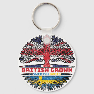 Sweden Swedish Uk United Kingdom British Tree Key Ring