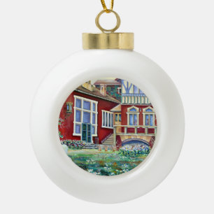 Sweden, Traditional Landscape Ceramic Ball Christmas Ornament