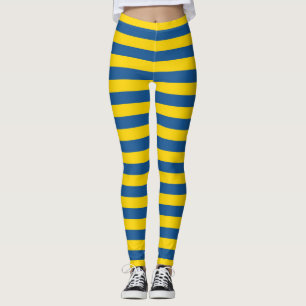 Sweden Ukraine flag stripes lines pattern blue yel Leggings