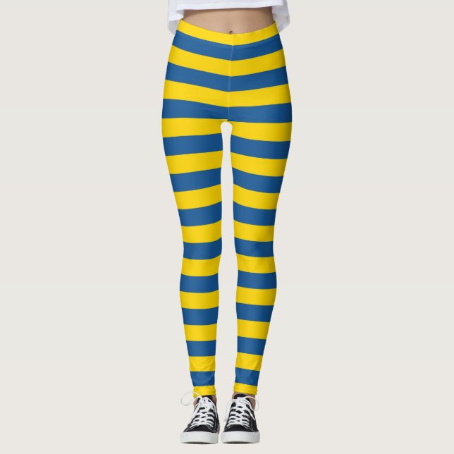 Sweden Ukraine flag stripes lines pattern blue yel Leggings (Front)
