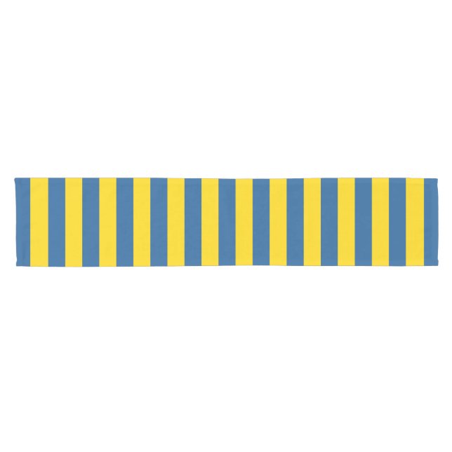 Sweden Ukraine flag stripes lines pattern blue yel Short Table Runner (Horizontal)