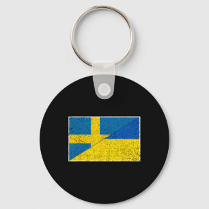 Sweden Ukraine Flag Swedish Ukrainian Nationality Key Ring