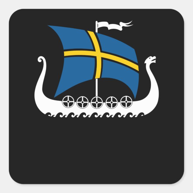 Sweden Viking Ship Valhalla Swedish Viking Ship Square Sticker (Front)