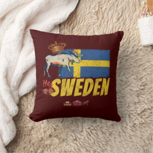 Sweden Vintage Flag Retro Moose Holiday Souvenir Cushion
