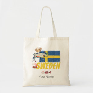 Sweden Vintage Flag Retro Moose Holiday Souvenir Tote Bag