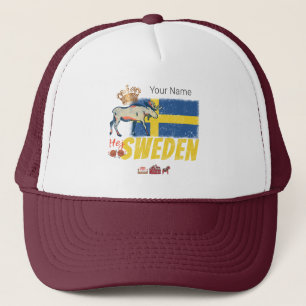 Sweden Vintage Flag Retro Moose Holiday Souvenir Trucker Hat