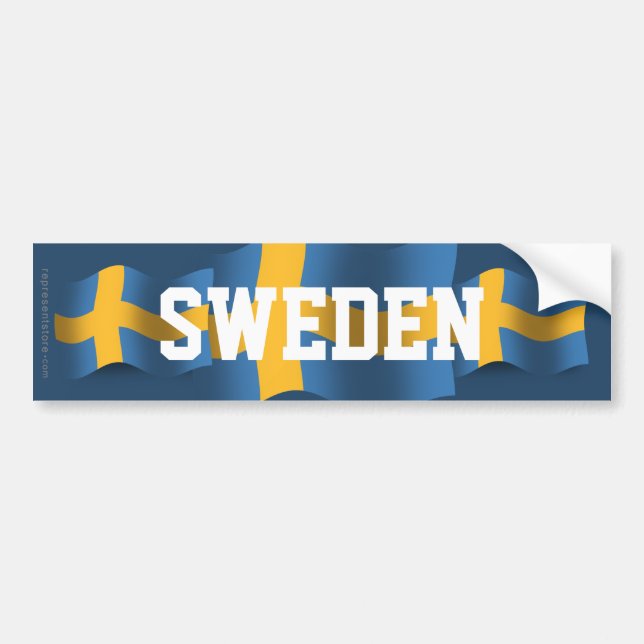 Sweden Waving Flag Bumper Sticker (Front)