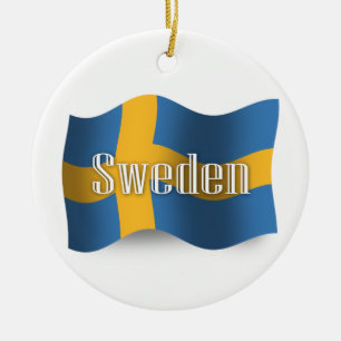 Sweden Waving Flag Ceramic Ornament