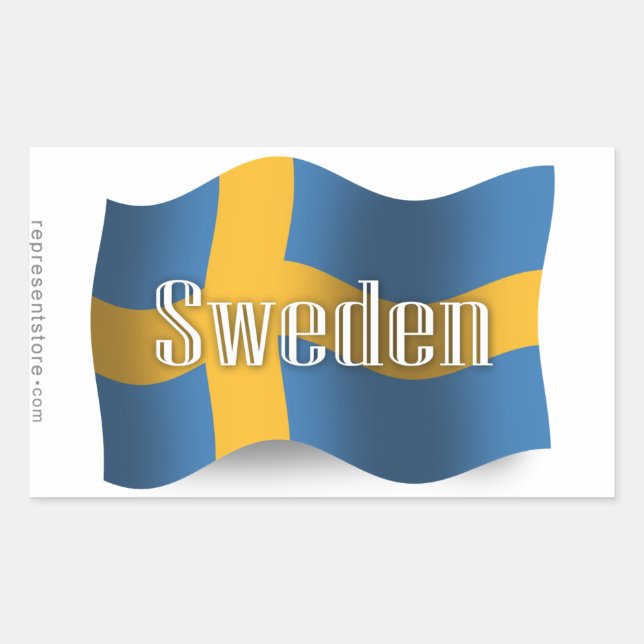 Sweden Waving Flag Rectangular Sticker (Front)