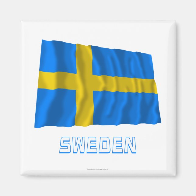 Sweden Waving Flag with Name Magnet (Front)