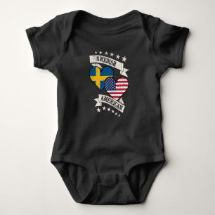 Swedish American Heart Flags Sweden America Baby Bodysuit