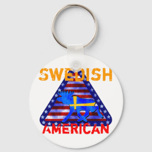 Swedish-American Moose Key Ring