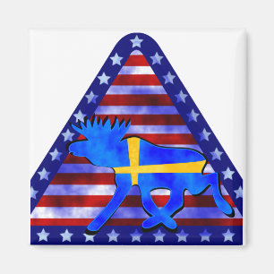 Swedish-American Moose Magnet