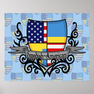 Swedish-American Shield Flag Poster