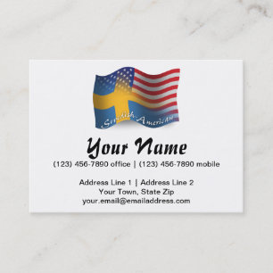 Swedish-American Waving Flag Business Card