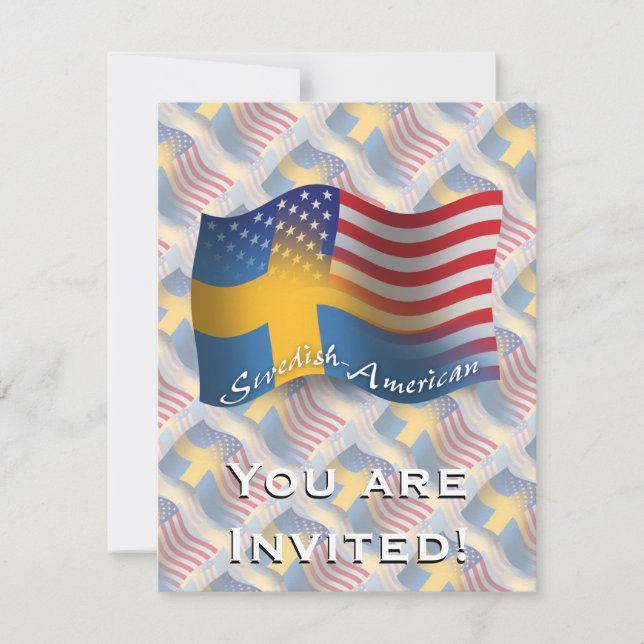 Swedish-American Waving Flag Invitation (Front)
