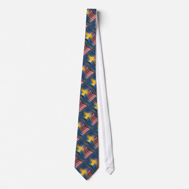 Swedish-American Waving Flag Tie (Front)