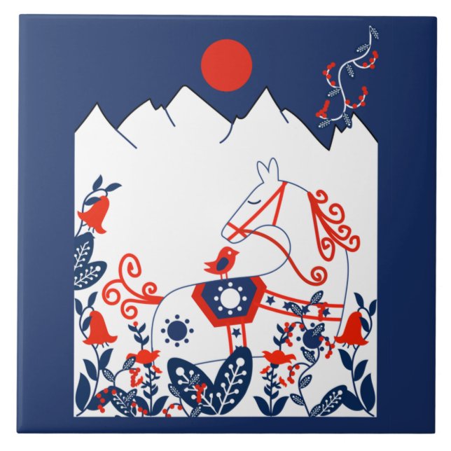 Swedish And Finish Folk Art Ceramic Tile (Front)