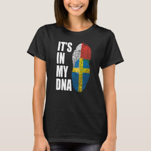 Swedish And Malagasy Mix DNA Heritage Flag Premium T-Shirt