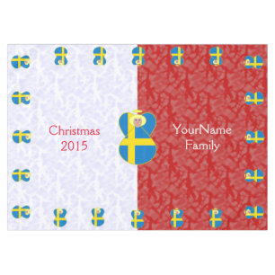 Swedish Angel Flag on Red and White Personalised  Tablecloth