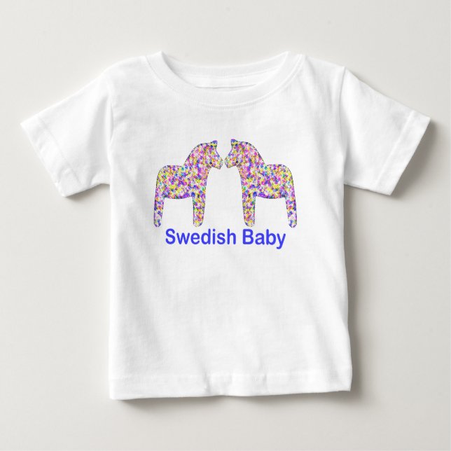 Swedish Baby Confetti Dala Horse Baby T-Shirt (Front)