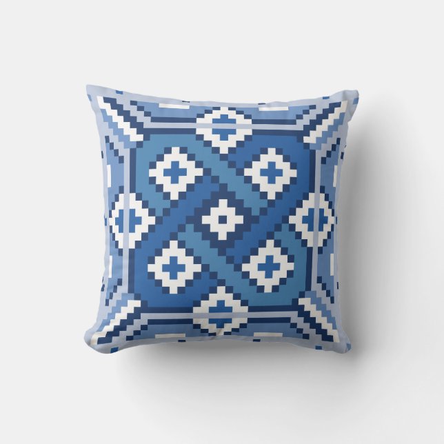 Swedish Blue Röllakan Pattern Cushion (Front)
