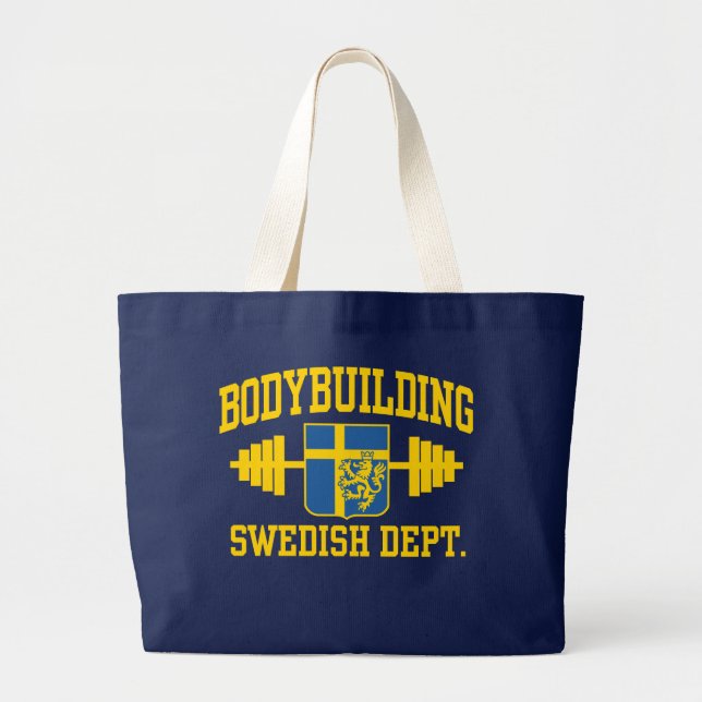 Swedish Bodybuilder Large Tote Bag (Front)