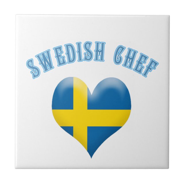 Swedish Chef Heart Shaped Flag of Sweden Ceramic Tile (Front)