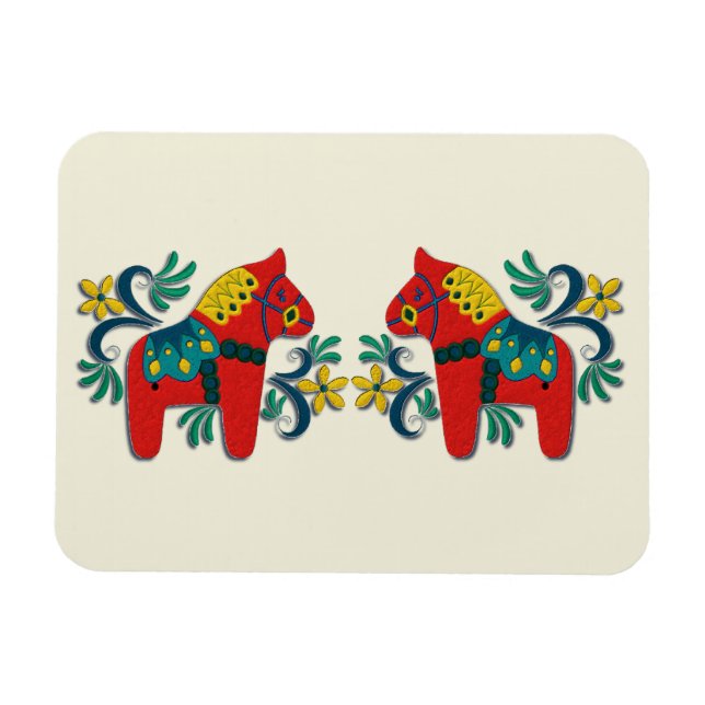 Swedish Christmas Dala Horse Scandinavian Twins Magnet (Horizontal)