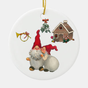 Swedish Christmas Gnomes Ceramic Ornament