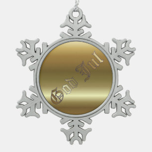 Swedish Christmas Golden Snowflake Pewter Ornament