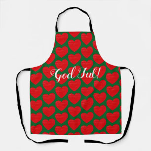 Swedish Christmas Red Heart Personalised Apron