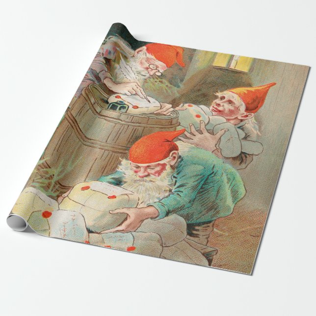 Swedish Christmas Santa (by Jenny Nyström) Wrapping Paper (Unrolled)