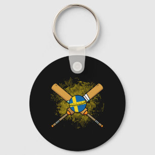 Swedish Cricket Racket And Ll Flag Of Sweden Key Ring