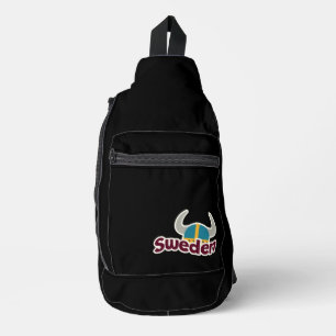 Swedish culture Buffalo head Sweden logo Black Sling Bag