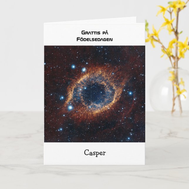 Swedish custom name birthday nebula card (Yellow Flower)