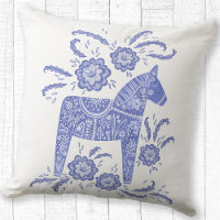 Swedish Dala Horse Art Periwinkle Blue