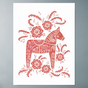 Swedish Dala Horse Art Poster