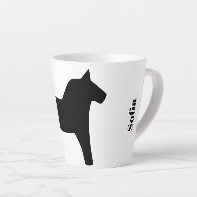 Swedish Dala Horse Black Latte Mug (Right Angle)