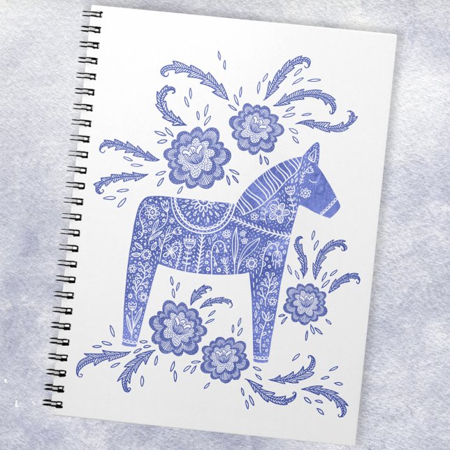 Swedish Dala Horse Blue and White Notebook (Creator Uploaded)