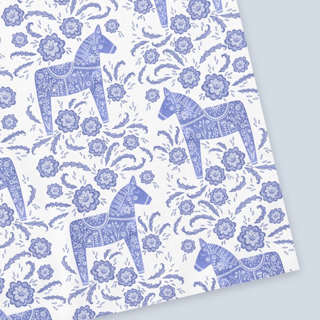 Swedish Dala Horse Blue and White Tablecloth (Creator Uploaded)