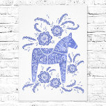 Swedish Dala Horse Blue Folk Art Photo Print<br><div class="desc">A traditional Swedish Dala Horse folk art style design in periwinkle blue and white.  
Perfect for those who love Scandinavian design.</div>