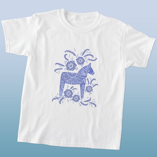 Swedish Dala Horse Blue Viking T-Shirt (Creator Uploaded)