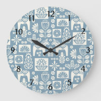 Swedish Dala Horse Collage in Slate Blue