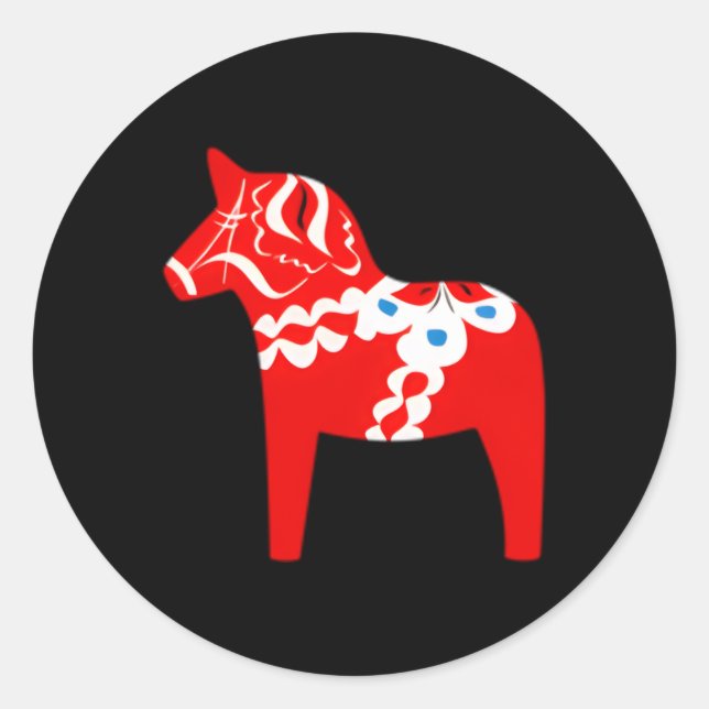 Swedish Dala Horse Dalarna Sweden Traditional Red Classic Round Sticker (Front)